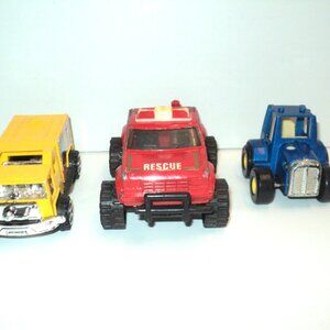 Lot of 3 Diecast Vintage Vehicles, Remco Fire Rescue, Farm Tractor Diecast